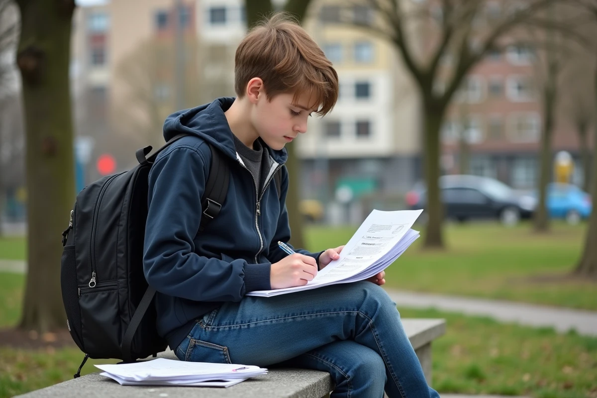 Adolescent révisant des questions d