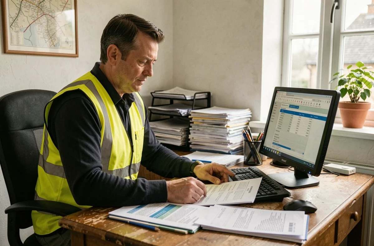 Conseiller en assurance présentant des offres pour quad homologué dans une agence rurale française