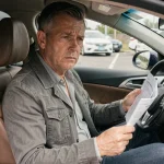 Automobiliste frustré tenant des documents d'assurance auto dans son véhicule, illustrant les raisons de quitter l'assurance Qlara en 2026