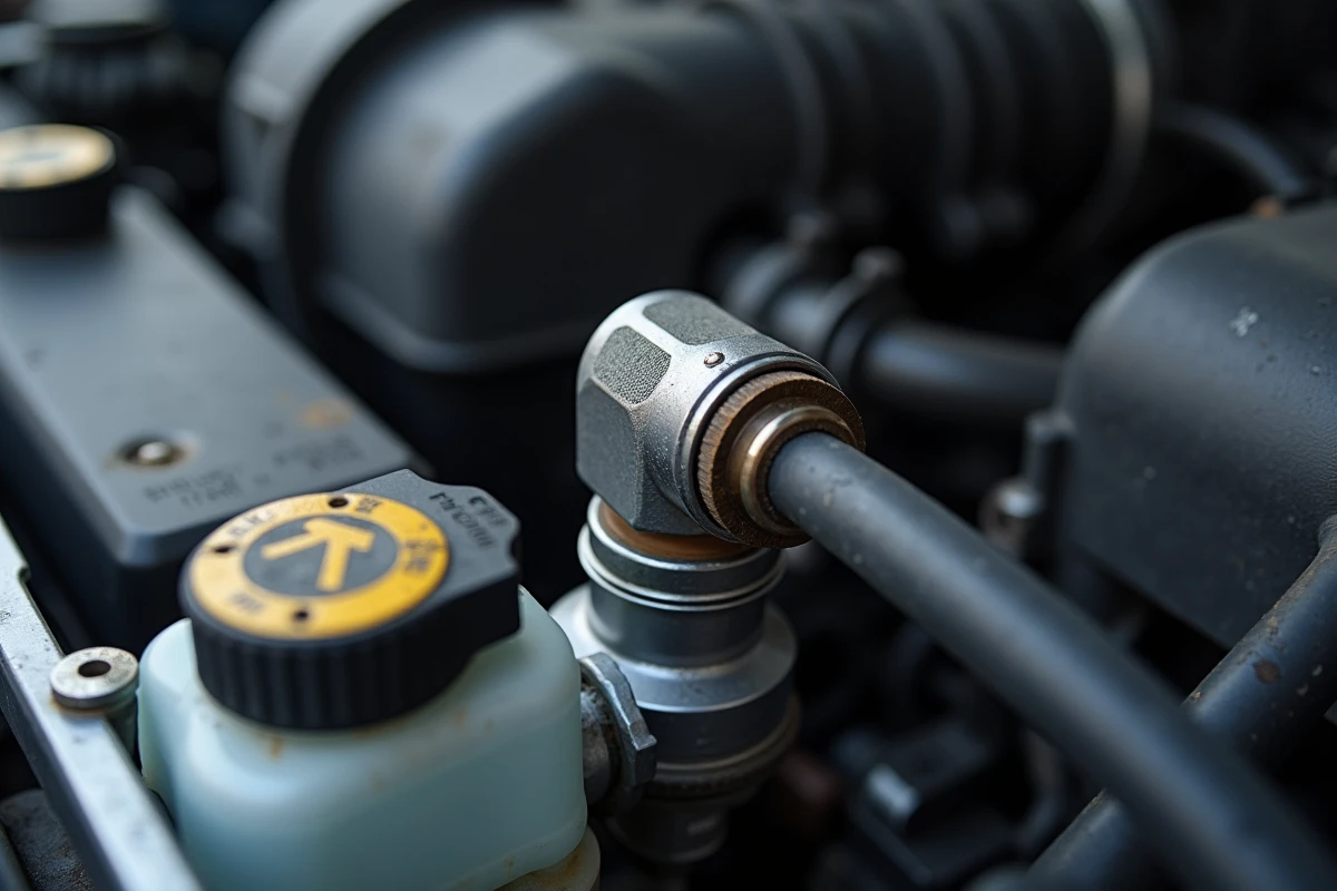 Capteur de pression carburant et rampe d'injection Peugeot montrant des signes d'usure liés au code défaut P0087