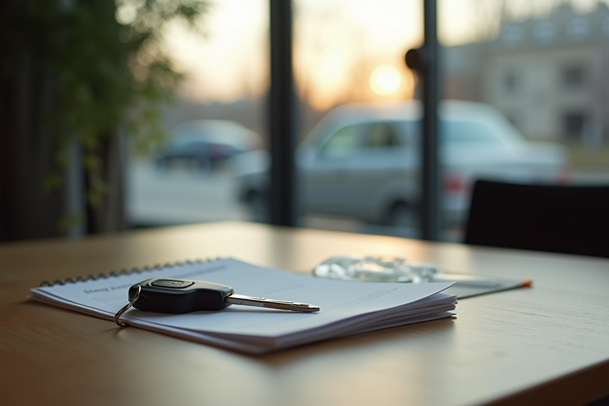 Clés de voiture et papiers sur une table en intérieur