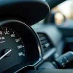 Compteur de vitesse automobile affichant 30 mph avec double graduation mph et km/h sur le tableau de bord