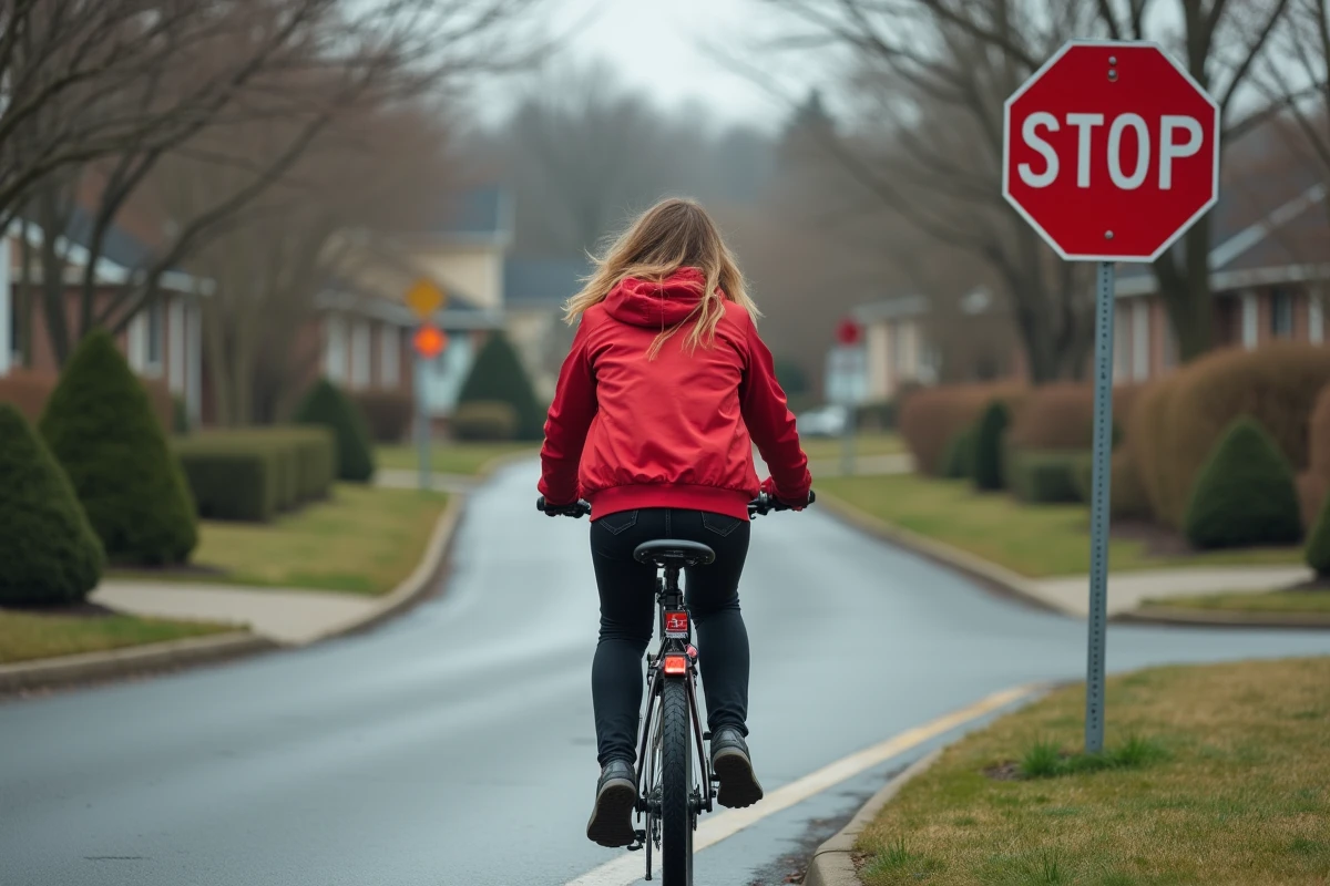 Jeune femme à vélo près d