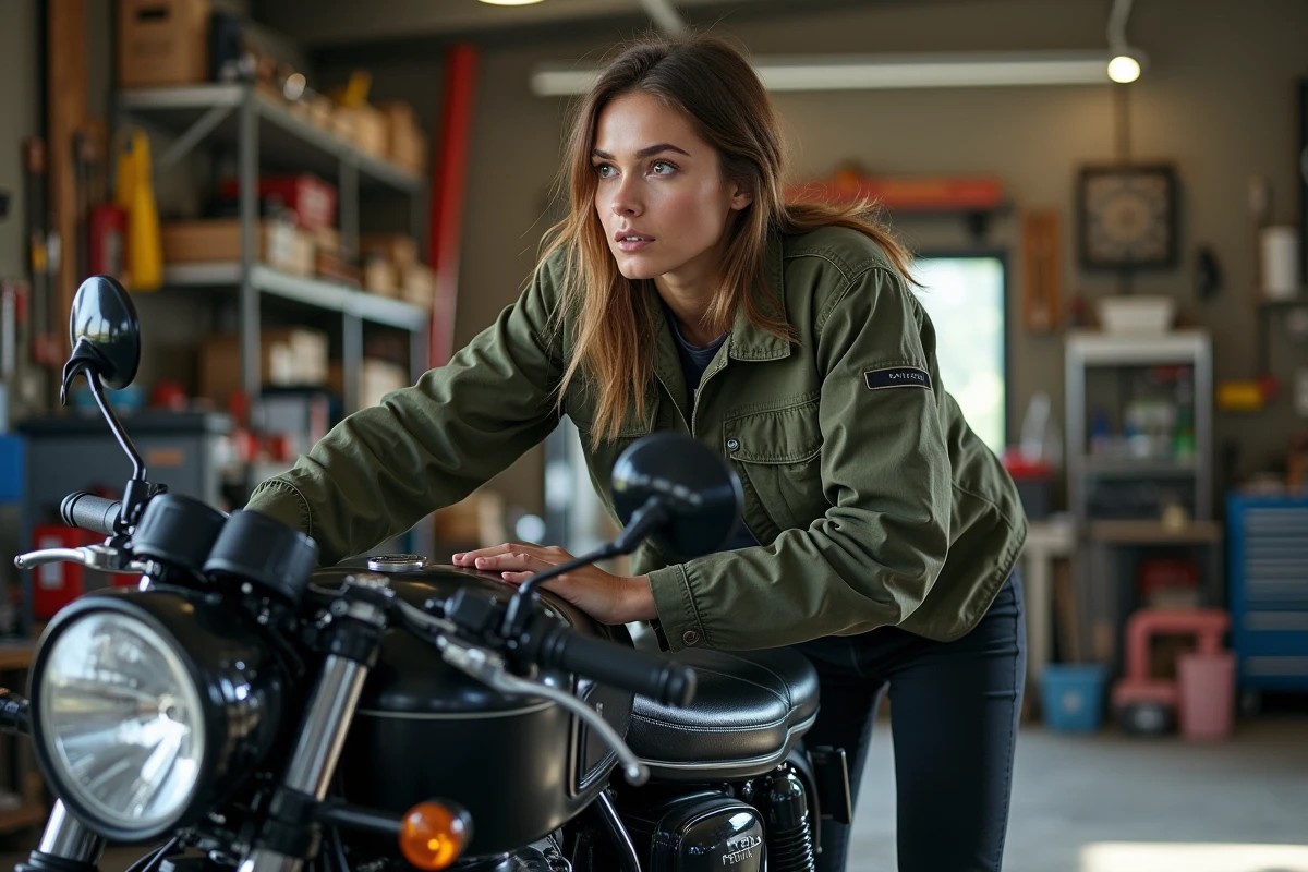 Jeune femme vérifiant le tableau de bord d