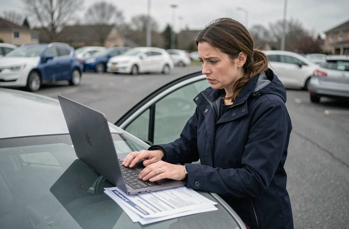 Une femme recherche le code autoradio de sa Renault gratuitement en ligne à partir du numéro VIN