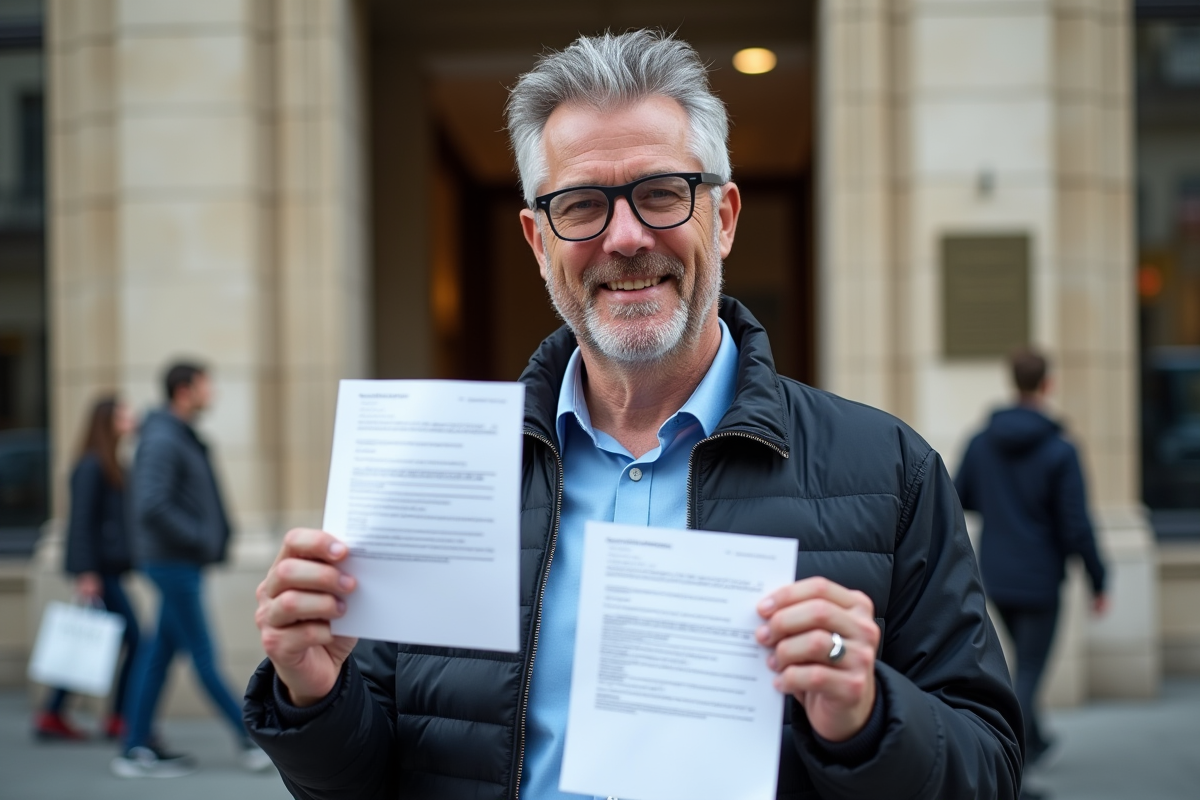 Homme souriant avec certificat d