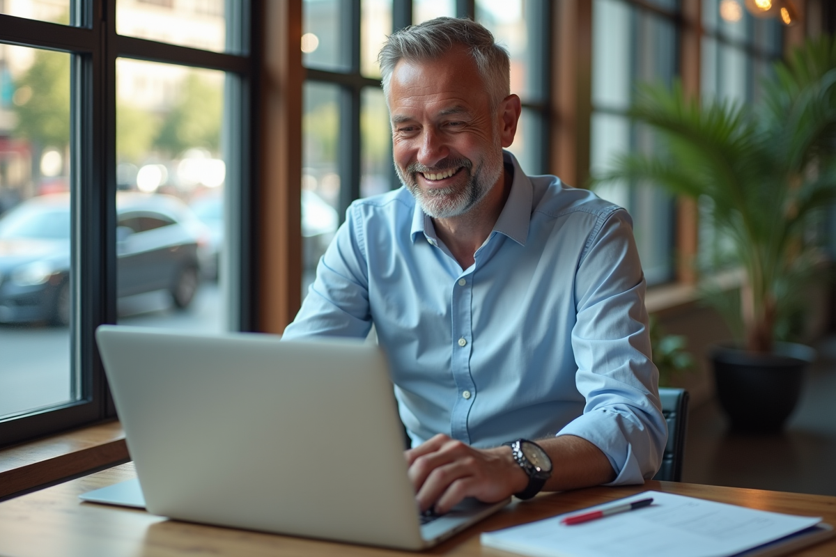 Homme d affaires remplissant un formulaire de covoiturage au bureau