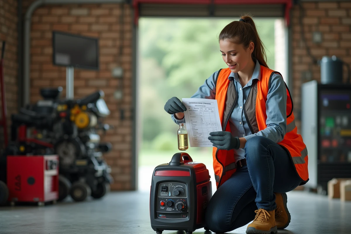 Jeune femme vérifiant un graphique de mélange moteur