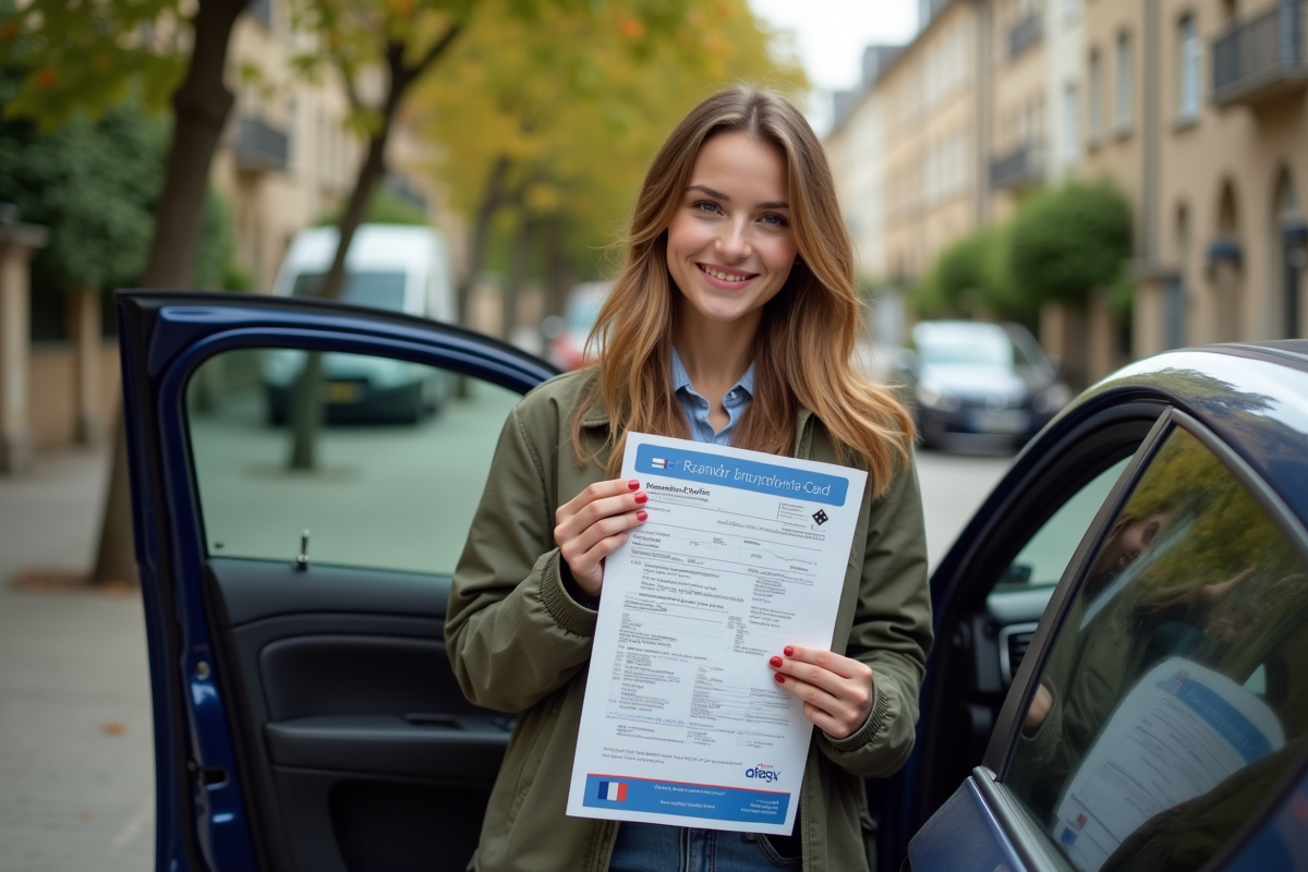 Jeune femme tenant un certificat d
