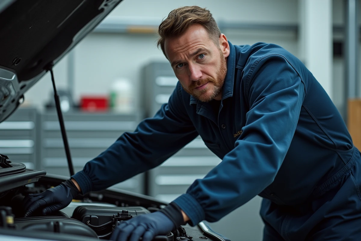 Mécanicien inspectant le moteur d'un Nissan Juke dans un atelier automobile, diagnostic fiabilité essence ou diesel