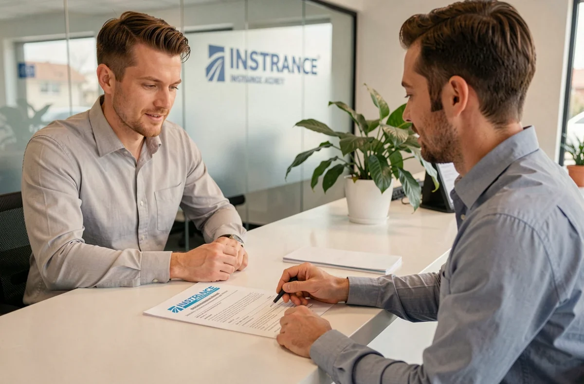 Client obtenant son attestation d'assurance moto 125 auprès d'un agent en agence