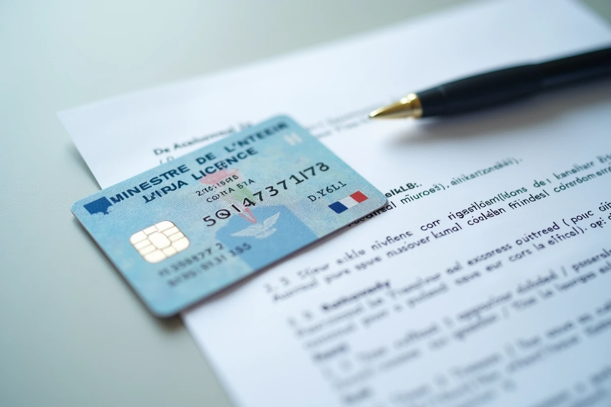 Permis de conduire français et courrier administratif pour la récupération de points posés sur une table