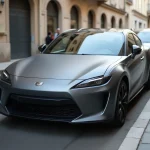 Voiture d'occasion gris nardo garée dans une rue urbaine mettant en valeur la peinture mate distinctive